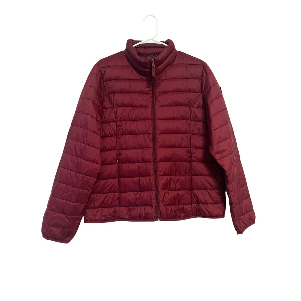 Abercrombie & Fitch Dark Red Puffer Jacket Logo Lightweight Size XL